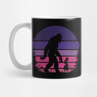 Bigfoot Walking With A Little Princess Sunset Magical Fairytale Girl  Mug